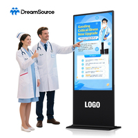 Monitor Táctil Portátil 4K de 65/55 Pulgadas, Pantalla Interactiva Android Windows, Señalización Digital LCD para Interiores, Soporte de Piso para Centros Comerciales