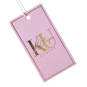 Logotipo MOQ bajo Personalización Cartón grueso de alta calidad Impresión de papel reciclable Papel de aluminio dorado Etiquetas colgantes para ropa - Product Image 3