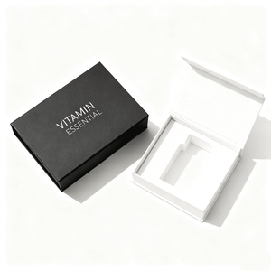 Caja de Regalo Magnética Negra para Envasado de Botellas de Vitaminas, Caja Plegable con Tapa Magnética, Caja Rígida para Montar, Venta al por Mayor - Product Image 2