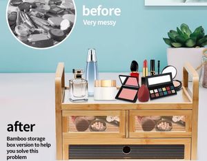 2024 Premium haute qualité luxe bambou cosmétique Collection maquillage bijoux stockage multifonctionnel articles divers organisateur boîte - Product Image 2