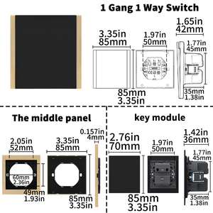 Interrupteurs et prises murales WESA ultra-minces à bouton-poussoir EU 1/2/3 gangs 1 voie, combinaison libre, design moderne de luxe - Product Image 6