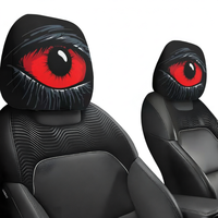 CR Funny Novelty Black Skull Print Universal Stretch Elastic Car Headrest Protective Sleeve SUV Truck Auto Interior Accessory