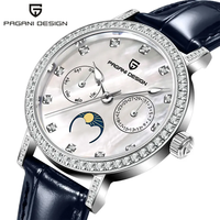 Montre PAGANI DESIGN PD-1789, bracelet en cuir véritable, diamants, luxe, étanche, tendance, quartz, pour femme, vente en gros d'usine.