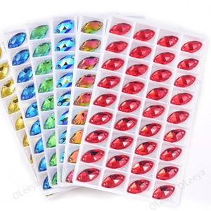 Oleeya En gros Strass à coudre en verre 3A, forme œil de cheval, couleur velours violet, pierre à dos plat, cristal pour la couture de robes - Product Image 2