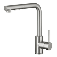 Robinet de cuisine moderne en acier inoxydable brossé or et noir, avec cartouche céramique, poignée unique, design de luxe à ressort extractible