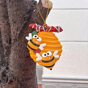 Adorno Navideño Personalizado de <span class=keywords><strong>Colmena</strong></span> con 2 Abejas, Nombre Personalizado, Decoración para Árbol de Navidad, Colgante de Resina, Regalo - Product Image 4