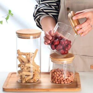 Frasco de Vidrio <span class=keywords><strong>para</strong></span> Almacenamiento de Alimentos con Tapa de Bambú, Frasco de Vidrio Borosilicato Hecho a Mano, Recipiente Hermético <span class=keywords><strong>para</strong></span> Especias de <span class=keywords><strong>Cocina</strong></span> - Product Image 3