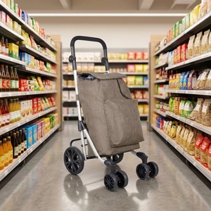 Chariot de courses pliable robuste <span class=keywords><strong>à</strong></span> <span class=keywords><strong>6</strong></span> <span class=keywords><strong>roues</strong></span>, chariot d'épicerie portable, cadre en aluminium léger, utilitaire avec grand sac - Product Image 3