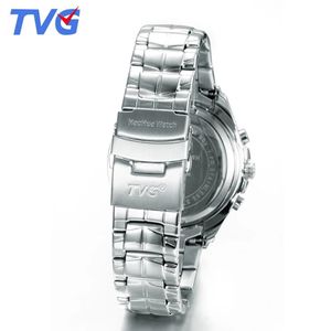 <span class=keywords><strong>TVG</strong></span> นาฬิกาดิจิตอลจอแสดงผลคู่สุดเท่,นาฬิกาอิเล็กทรอนิกส์นาฬิกาสปอร์ตกันน้ำสายสเตนเลสหรูหราสำหรับผู้ชาย - Product Image 5