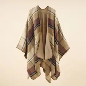 Poncho Women Winter Thick Autumn Female Travel Shawl Cashmere Capes Cloak Ruanas Para Mujer Ponchos And Capes Plaid