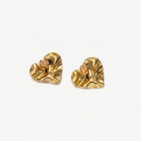 2025 À La Mode Étanche 18K Plaqué Or PVD En Acier Inoxydable Coeur Marteau Boucles D'oreilles Hoop Style-Saint Valentin Cadeau