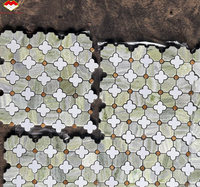 Carreaux de mosaïque en marbre vert moderne motif de fleurs en marbre vert et blanc Design artistique pour dosseret cuisine salle de bain