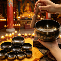 Bol chantant tibétain fait à la main, bol de méditation himalayen pour la guérison sonore, le yoga, le chakra, le reiki, la pleine conscience, la relaxation, la thérapie