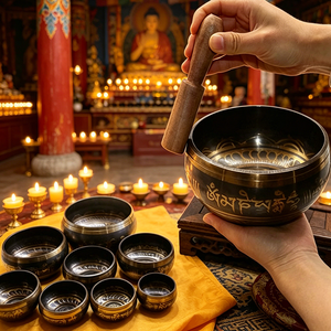 Bol chantant tibétain fait à la main, bol de méditation himalayen pour la guérison sonore, le yoga, le chakra, le reiki, la pleine conscience, la relaxation, la thérapie - Product Image 4