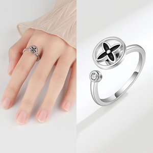 Creative Unisex Spin Anxiety Open <b>Rings</b> Cubic Zirconia Drop Glue Copper Rotating Flower <b>Stress</b> Relief Vintage Jewelry - Product Image 2