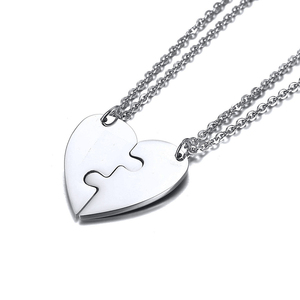 Collana con cuore spezzato per coppia in acciaio inox incisione Laser bianco ciondolo cuore bianco collane per gli <span class=keywords><strong>amanti</strong></span> - Product Image 3