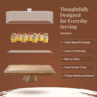 Support à gâteau en bois d'acacia pour mariage, plateau polyvalent pour charcuterie, fromages, desserts, fruits, plateau de service, support à gâteau pour fête