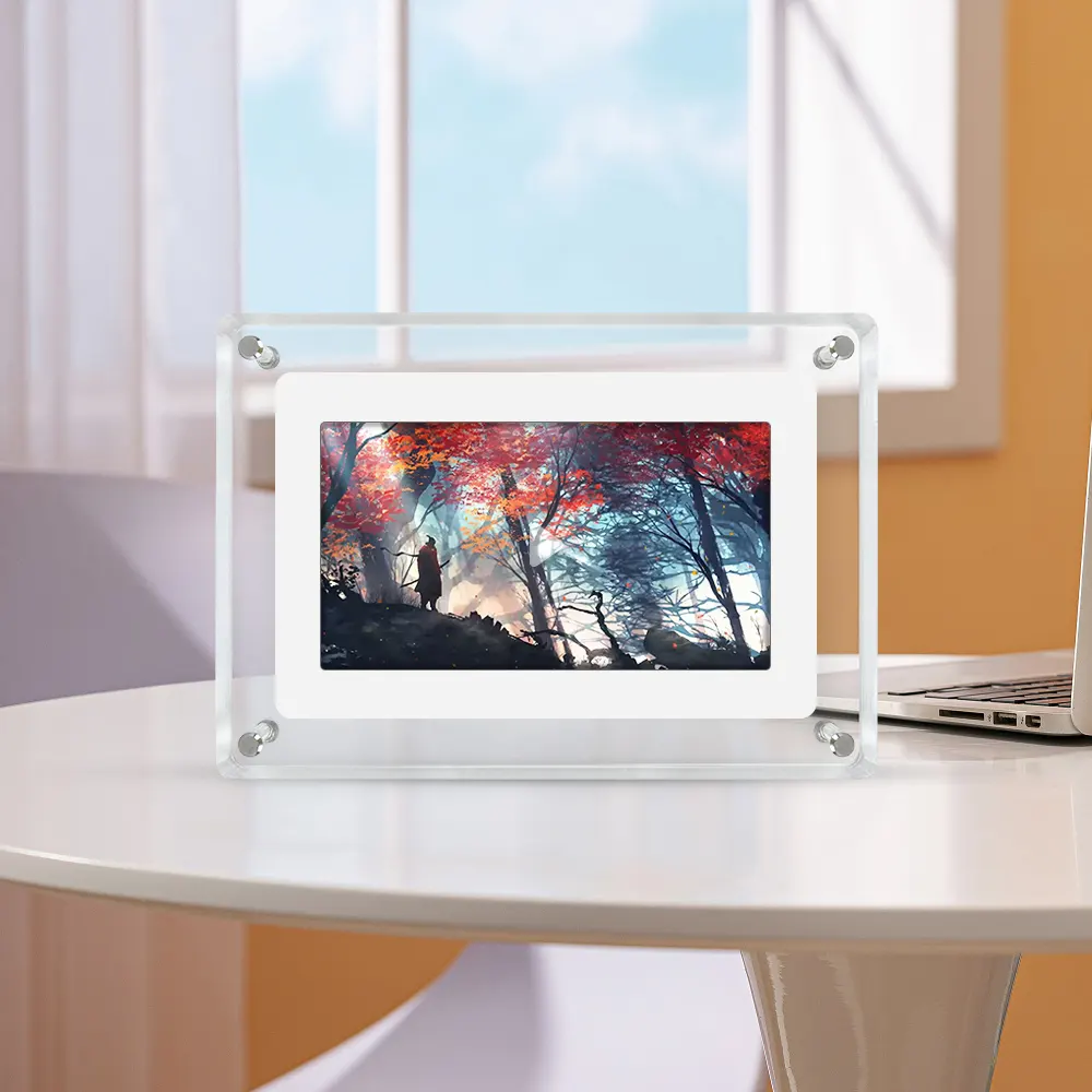 Bingkai foto Digital LCD akrilik 7 inci, pemutaran Video definisi tinggi layar tipis Mini
