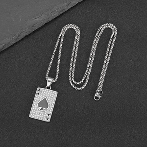 Collier pendentif diamant Ace of Spades en acier inoxydable plaqué or, bijoux hip hop pour homme, à porter au quotidien - Product Image 4