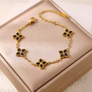 Pulseras <span class=keywords><strong>de</strong></span> Lujo <span class=keywords><strong>de</strong></span> Acero Inoxidable al por Mayor con Flores Coloridas, Joyería <span class=keywords><strong>de</strong></span> Moda, Chapado en Oro <span class=keywords><strong>de</strong></span> 18K, Zirconia, Trébol <span class=keywords><strong>de</strong></span> Cuatro <span class=keywords><strong>Hojas</strong></span>, para Mujer - Product Image 6