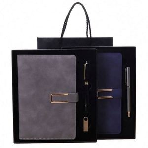Wholesale Corporate Leather Notebook Gift Sets With Pen Customizable Luxury A5 Diary Stationery <b>Note</b> <b>Book</b> Gift Box for Men - Product Image 1
