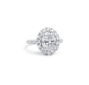 Anillo de compromiso de diamante ovalado certificado por IGI, cultivado en laboratorio, E-F VS, brillante, tipo cóctel, de oro sólido de 18 quilates para mujer. - Product Image 2