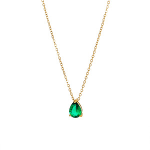 Collana con Ciondolo in Acciaio Inossidabile Placcato Oro 18k PVD Antiossidante, Personalizzabile con Cristallo a Goccia in 12 Colori, per Donne - Product Image 4