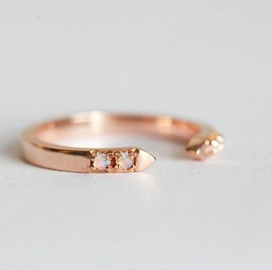 シンプルな925スターリングシルバーファインジュエリー結婚調節可能な18kオパールスタッキングメンズローズゴールドリング - Product Image 4