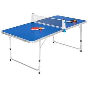 Meja Pingpong Mini Lipat Mudah Digerakkan, Set Jaring Bola Kelelawar Pingpong untuk Anak-anak Keluarga OEM Grosir Tenis Meja Kecil