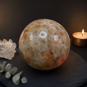 Esfera/bola grande de piedra de sol - Energía/Reiki/Cristaloterapia - 3 pulgadas (7,5 cm) de diámetro y 515 g - SOLO UNA PIEZA - Product Image 3