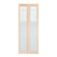 Porte pliante en verre dépoli divisé traditionnel de haute qualité porte intérieure en verre de pin non fini