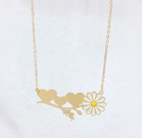 Bunga krisan aster tahan air bunga berwarna Enamel hati cinta nama pribadi kalung keluarga