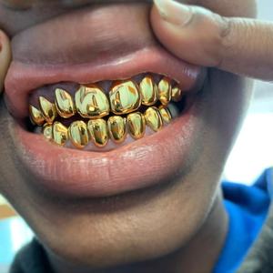 <span class=keywords><strong>Grillz</strong></span> Hip Hop Sur Mesure Ajustés, <span class=keywords><strong>Grillz</strong></span> Coupés Permanents en Argent 925 Plaqué Or Véritable, <span class=keywords><strong>Grillz</strong></span> Dentaires Simples en Or Massif 10 Carats - Product Image 2