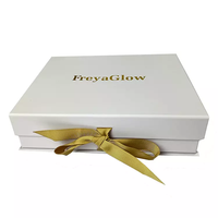 Boîte cadeau rigide blanche OEM avec nœud en ruban satiné et impression dorée pour mariage, mariée et coffrets cadeaux, faible MOQ