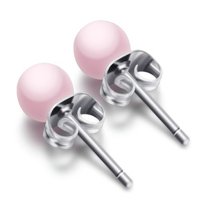 Stainless Steel <b>Stud</b> <b>Earrings</b> 6mm Imitation Pearl Round Bead Multi Color For Students Fashion Jewelry - Product Image 3