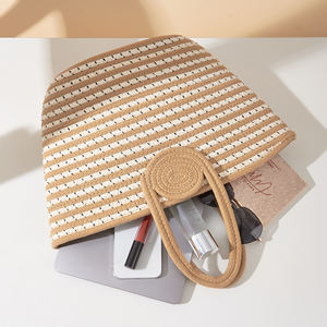 Sac à main <span class=keywords><strong>en</strong></span> coton rayé tissé à la main, grande capacité, sac de plage pour femmes, style décontracté, sac fourre-tout artisanal pour ordinateur portable - Product Image 6