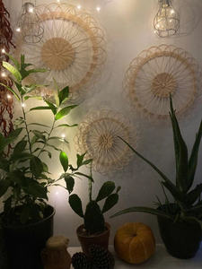 Ensemble de 3 décorations murales en rotin en forme de tournesol, décoration bohème, décoration murale suspendue - Product Image 4