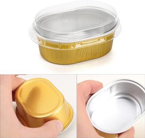 Barquettes alimentaires rectangulaires épaissies en aluminium de 200 ml, 150 ml, 1000 ml avec couvercle en PP, jetables, dorées, compatibles micro-ondes - Product Image 5