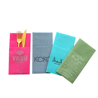 Couverts Poche Serviette Imprimé Avec Logo Couleur Dîner Serviette Linge Comme Airlaid Serviette En Papier