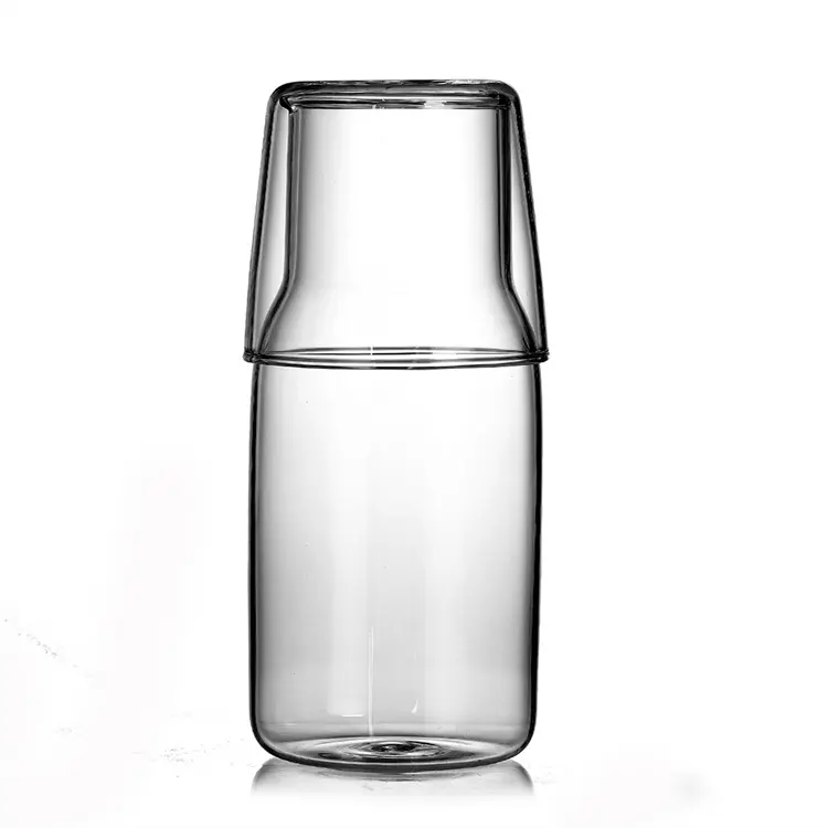 Juego de tetera de cristal transparente para una persona, vaso de borosilicato alto de 500ML, para beber agua fría