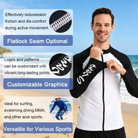 Camiseta de Protección Solar UPF50+ con Cierre Frontal, Manga Larga, Raglán, Secado Rápido, Transpirable, Elástica en 4 Direcciones, para Surf