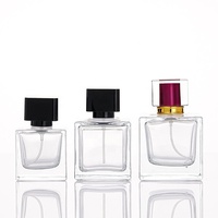 Flacon de parfum carré de luxe en verre avec couvercle, pulvérisateur à chaud, logo personnalisé, 30ml/50ml/100ml, flacon de parfum vide XF-24