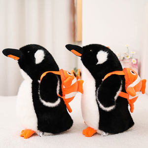 Adorable pingüino juguete de peluche Super suave PP algodón relleno pescado mochila malla oso mimoso alivio del estrés para San Valentín - Product Image 2