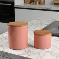 Ensemble de deux pots d'étanchéité en céramique rose Boîte de stockage de céréales de cuisine Boîte de stockage de bonbons Boîte de café et de thé Boîte scellée pour la maison