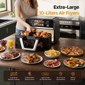 Friteuse à air double panier 3L+7L, écran tactile numérique, antiadhésive, sans huile, avec affichage LCD, appareil de comptoir pour la maison et l'hôtel - Product Image 4
