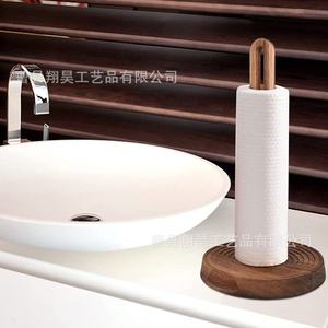 Wooden Upright <b>Paper</b> Towel Holder Round Solid Wood Minimalist <b>Kitchen</b> Storage Multi Function - Product Image 1