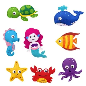 Sea Ocean Animals cute toys Sewing Kit diy felt kids sewing kit craft for children sewing starter