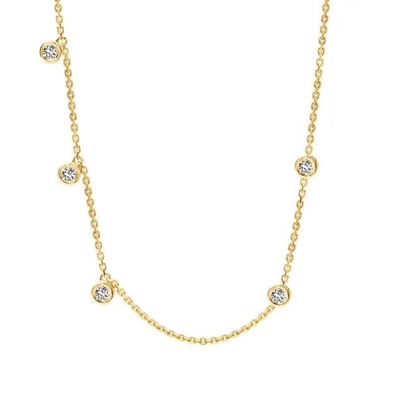 Gemnel fine jewelry S925 gold vermeil bezel diamond pendant necklace