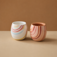 Oman arabe logo personnalisé couleur émaillée 110ml argile saoudienne Cawa tasse à thé sans poignée en céramique expresso tasse à café