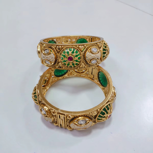 PADMAWATI Private Ltd Luxury Tungsten <b>Gold</b> Plated Indian Traditional Multi Color <b>Bangles</b> <b>Set</b> Bridal Wedding Party Anniversary - Product Image 2